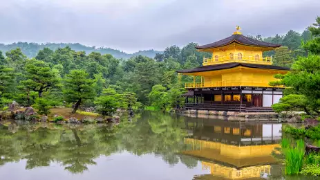 Golden pavilion Buddhist temple Kinkakuji in Kyoto, Japan