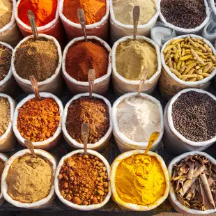 A wide arrangement of spices