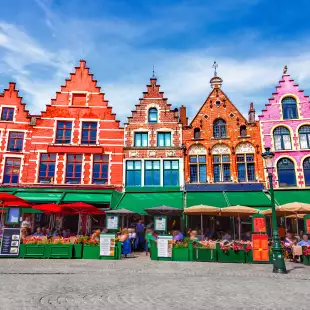 Grote market square in Bruges, Belgium