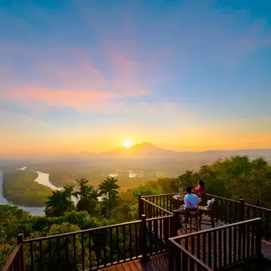 View of lush vegetation and coastline from the La Rasa Ria Resort & Spa in Brunei