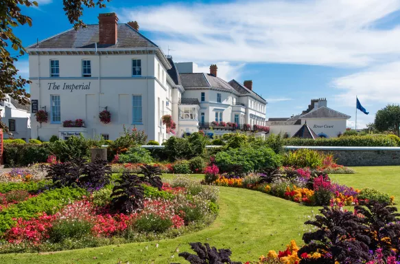 Exterior of the Imperial hotel and garden in Barnstable, Devon, UK