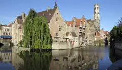 Waterfront buildings in the city of Bruges, Belgium