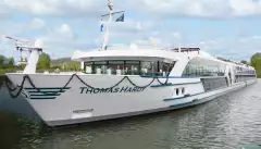 A front exterior shot of the Thomas Hardy ship