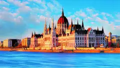 Right hand angle of the Parliament Building in Budapest