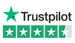 Trustpilot logo, 4.5 out of five stars rating.
