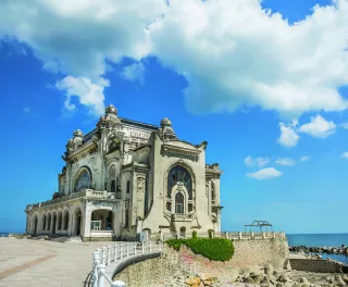 The Constanța Casin building along the Black Sea seafront in Constanta, Romania