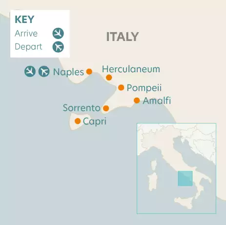 Airline map of arrivals and departures in Italy